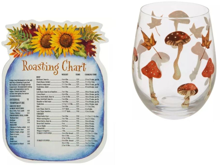 Stock images of fall themed roasting chart and wine glass