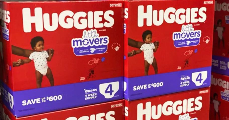 4 boxes of Huggies diapers size 4