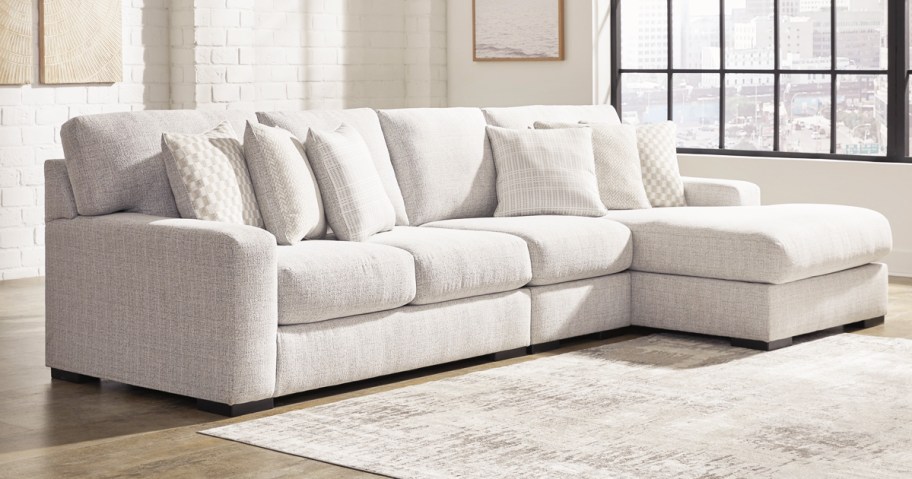 fabric section with lounge in living room