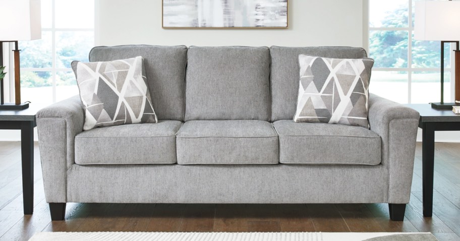 grey sofa in living room