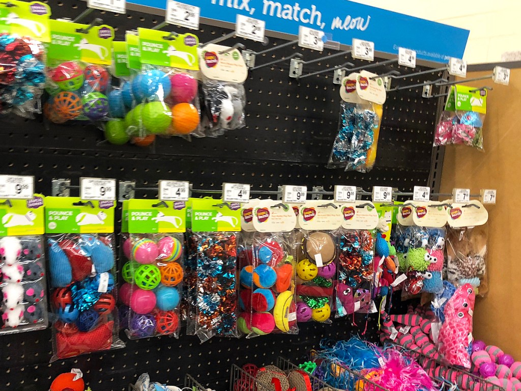 cat toys display in petco store