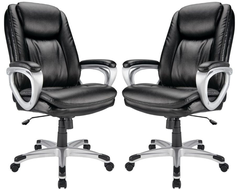 2 black executive desk chairs