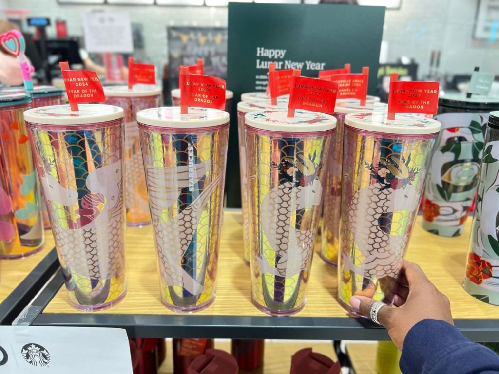 Starbucks Lunar New Year - Year of the Dragon Tumbler on shelf