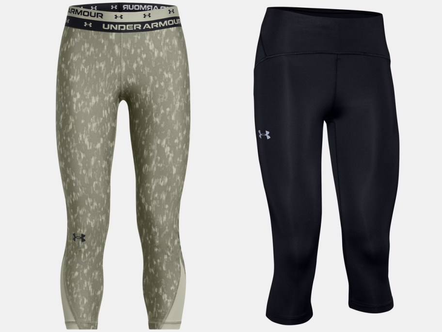 green and black pairs of leggings