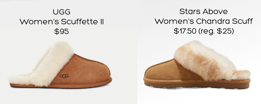 UGG Scufflette II slippers versus Target Stars Above Chandra Scuff Clog Slippers