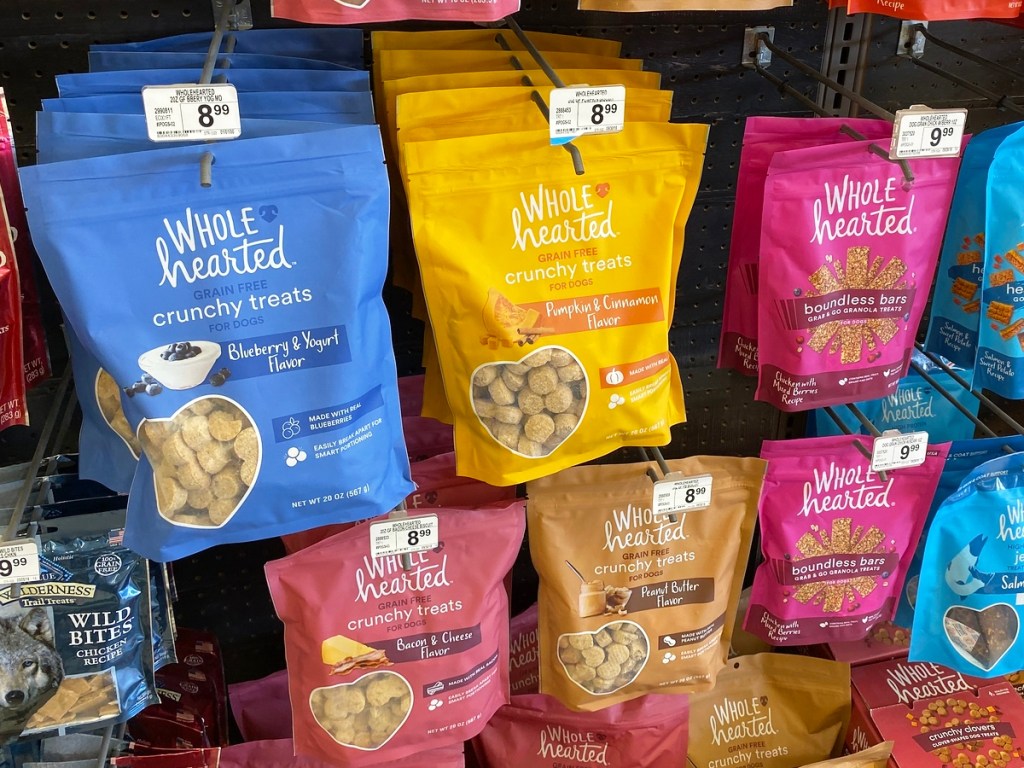 store display wall of wholehearted dog treats