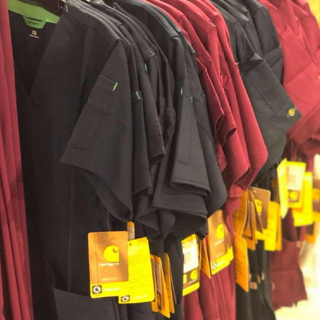 carhartt scrubs handing in store