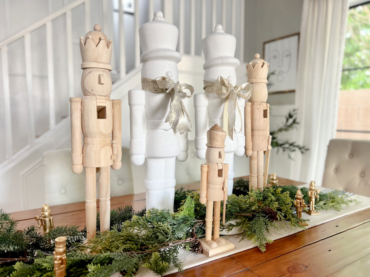 christmas nutcrackers michaels and walmart on the dining room table