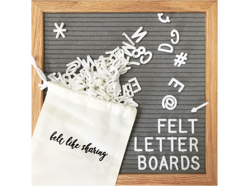 felt letter board with letters and baggy displayed