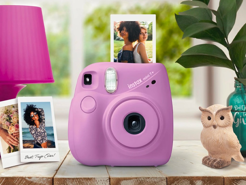 purple fujifilm instax camera