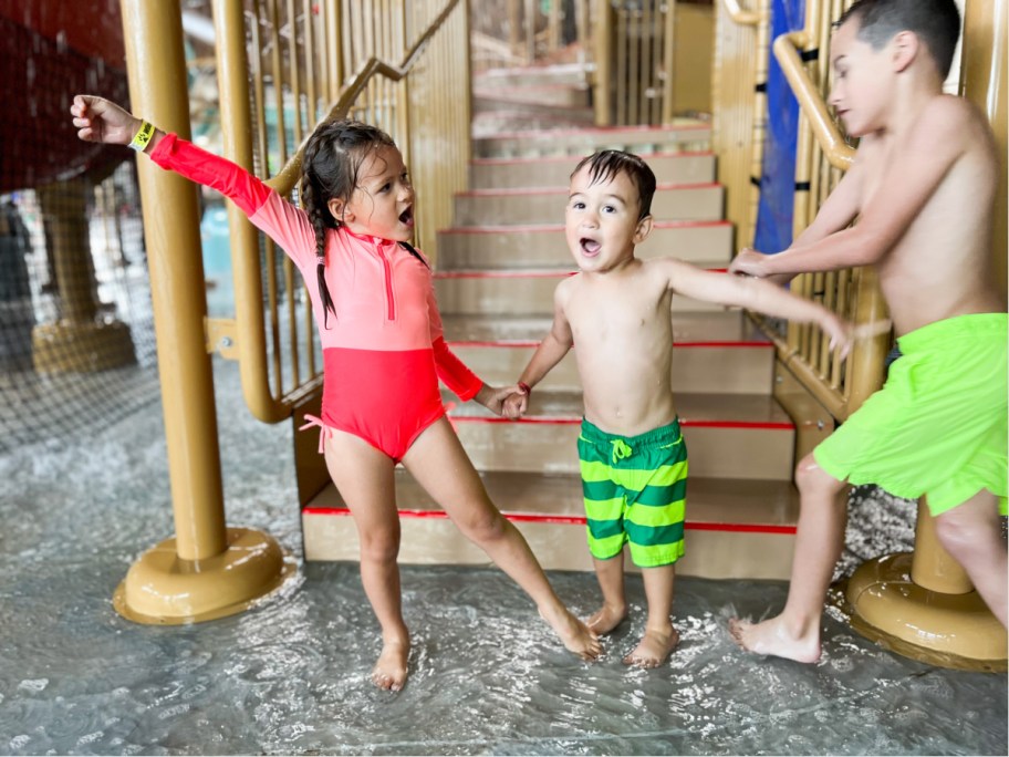 kids playing at water park