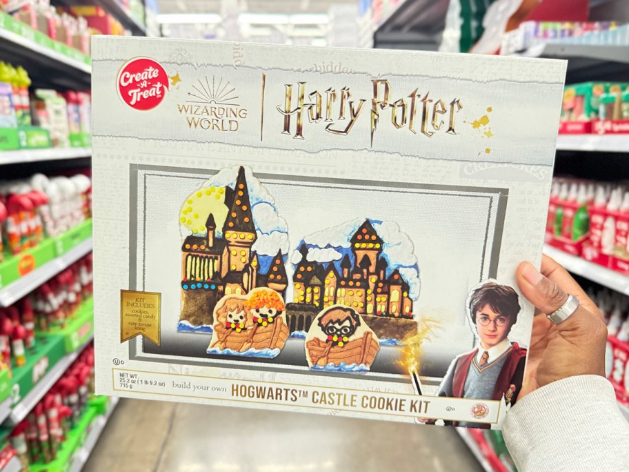 hand holding hogwarts cookie kit 