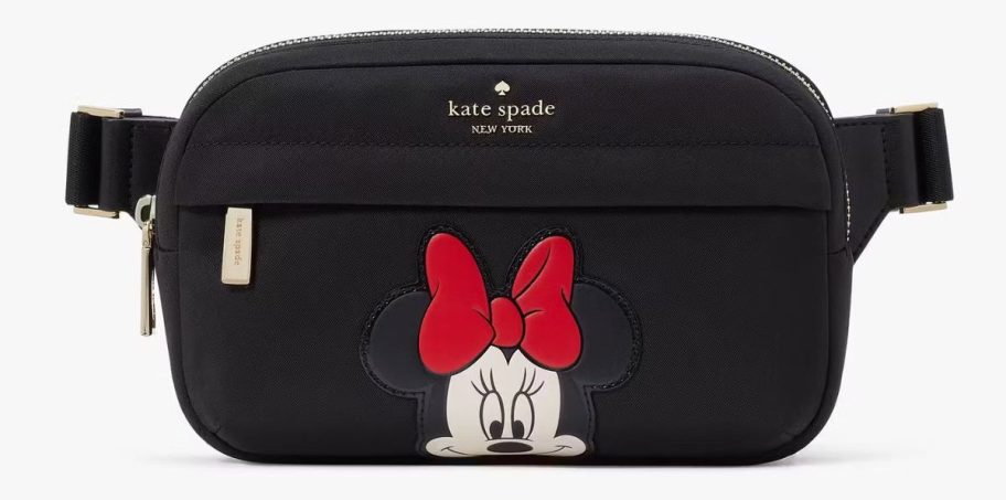 belt bag in black with minnie mouse motif