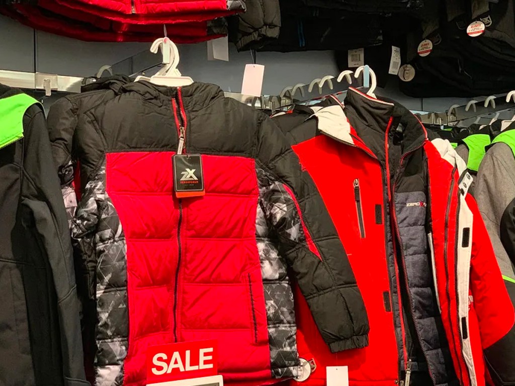 kids jackets hanging at kohls