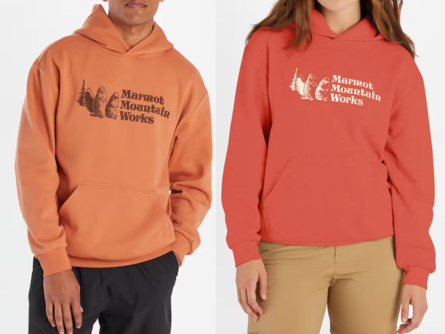 men and womens orange hoodies