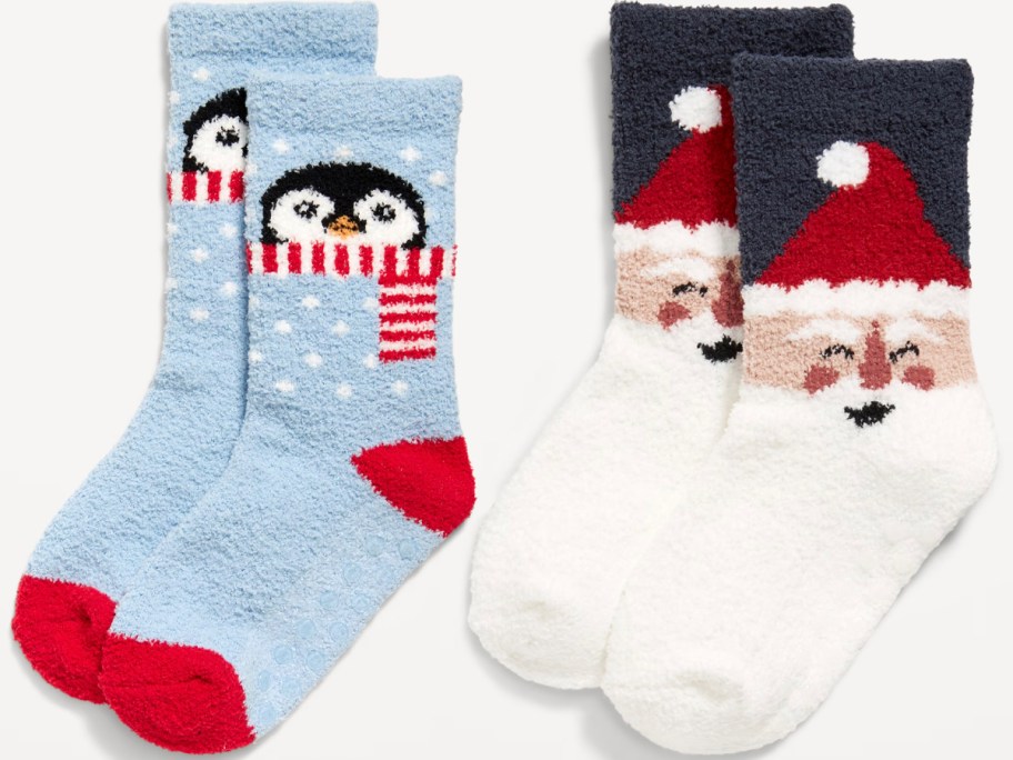 penguin and santa cozy socks 