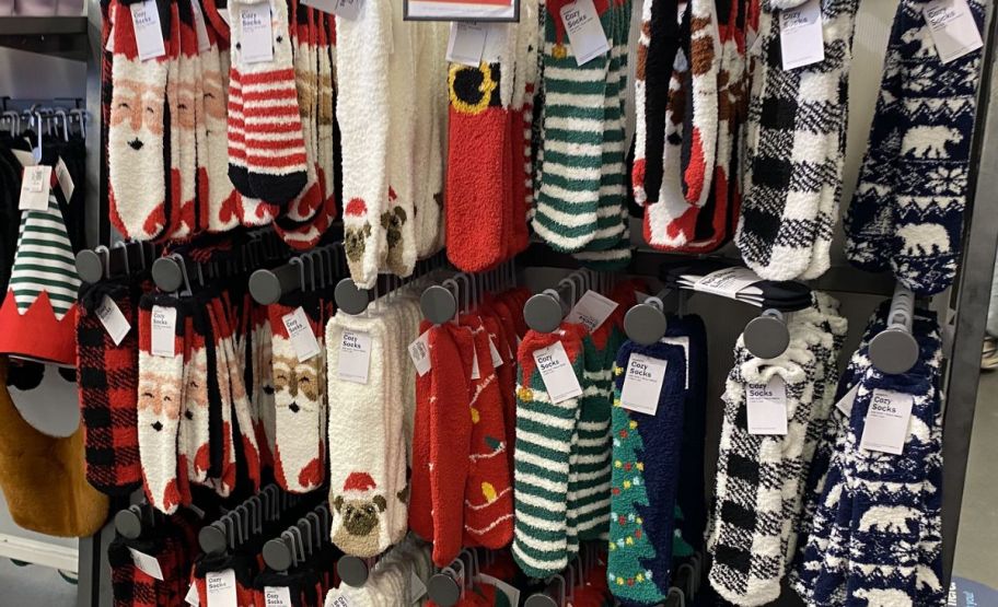 display of cozy socks at old navy