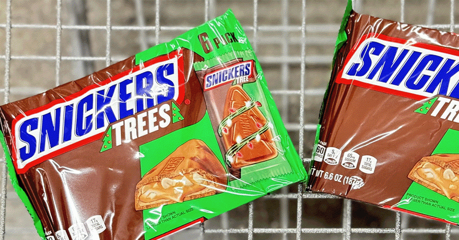 snickers trees candy bags in shopping cart 