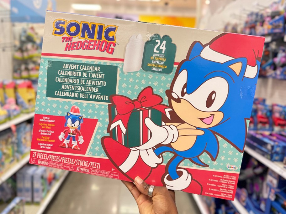 hand holding sonic advent calendar in target 