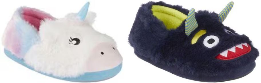 two kids slippers stock images