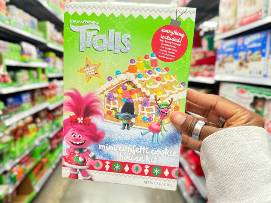 hand holding trolls cookie kit 