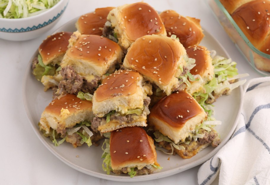 A plate of homemade big mac sliders