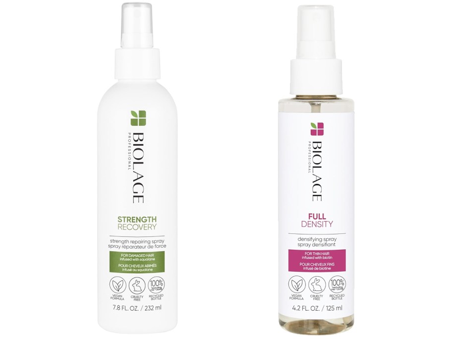 two Biolage leave-in hair treatment sprays