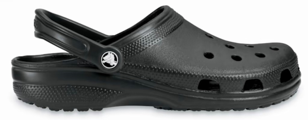 Stock photo of Black croc clog shoe