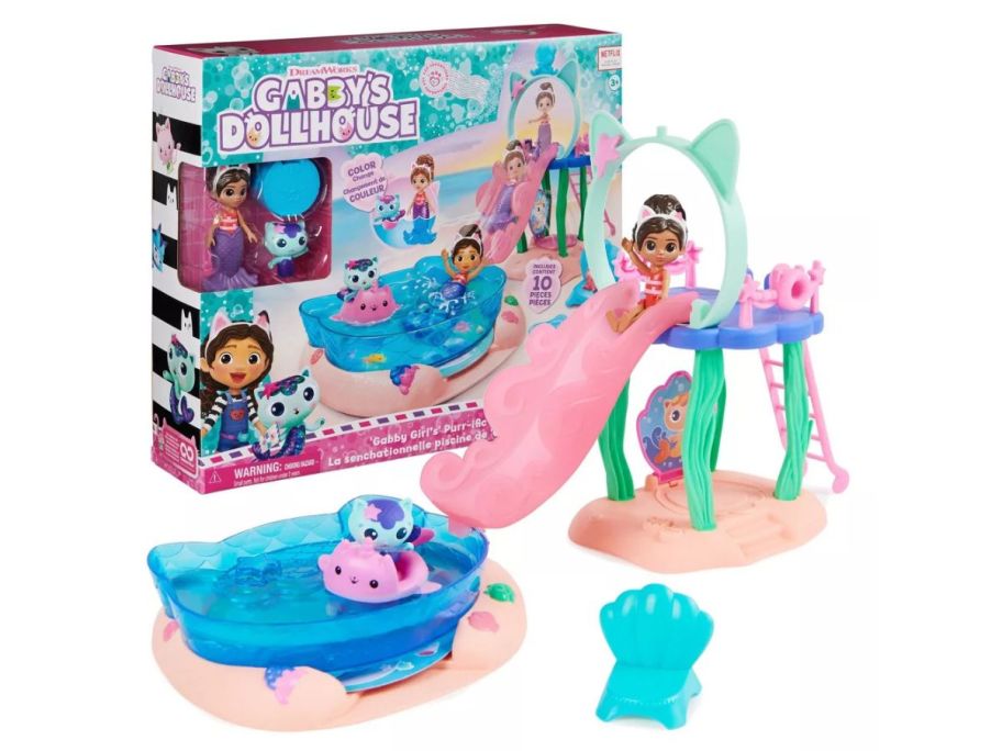 Gabby's Dollhouse Purr-ific Pool Playset w/ Gabby & MerCat Figures stock image