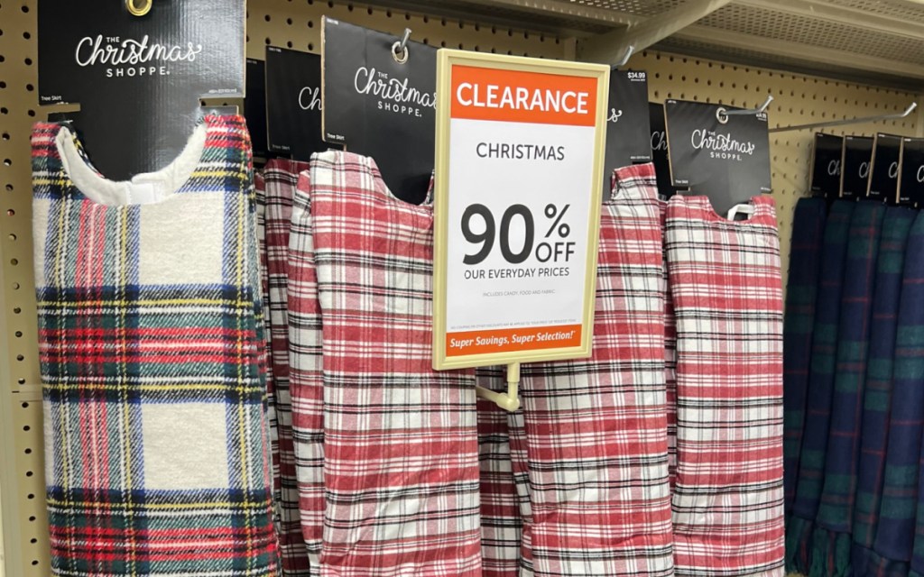 Hobby lobby 90% off clearance sign in front of socks