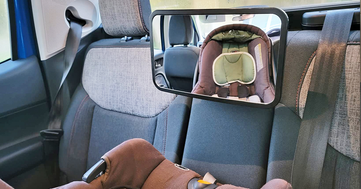 baby car mirror on backseat headrest