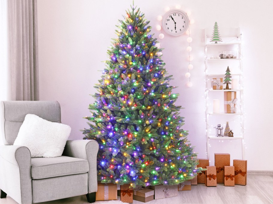 multi-color christmas tree in living room