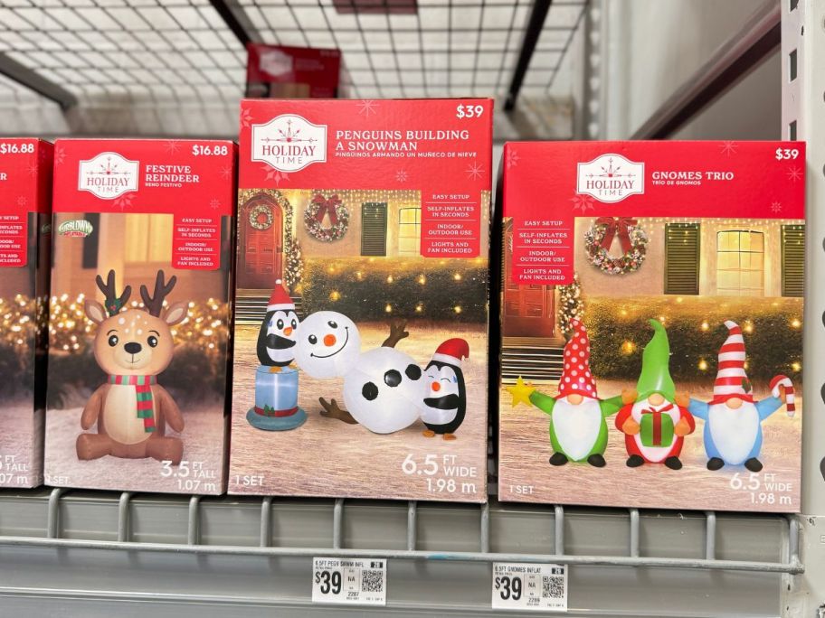 walmart christmas inflatables on shelf in store