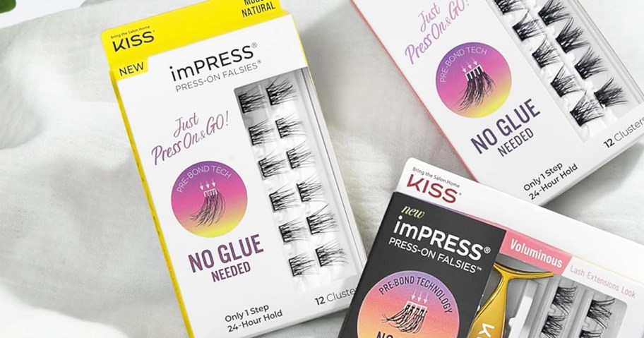 multiple sets of Kiss imPRESS Press-On Falsies Eyelash Clusters