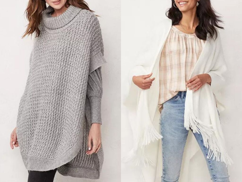 Women wearing Lauren Conrad poncho and ruana