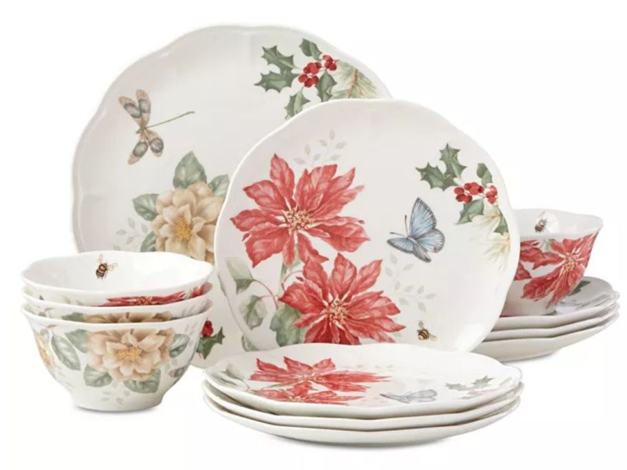 Lenox Butterfly Meadow 12-Piece Dinnerware Set stock image