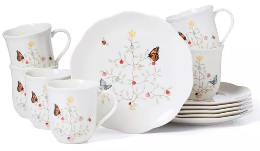 Lenox Butterfly Meadow Seasonal 12-Piece Dessert Set stock image