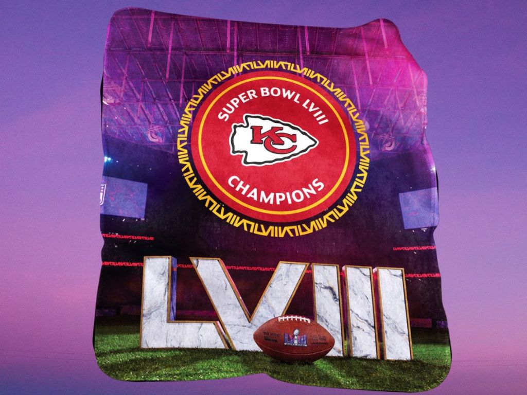 Super Bowl LVlll Kansas City Chiefs Throw with purple background