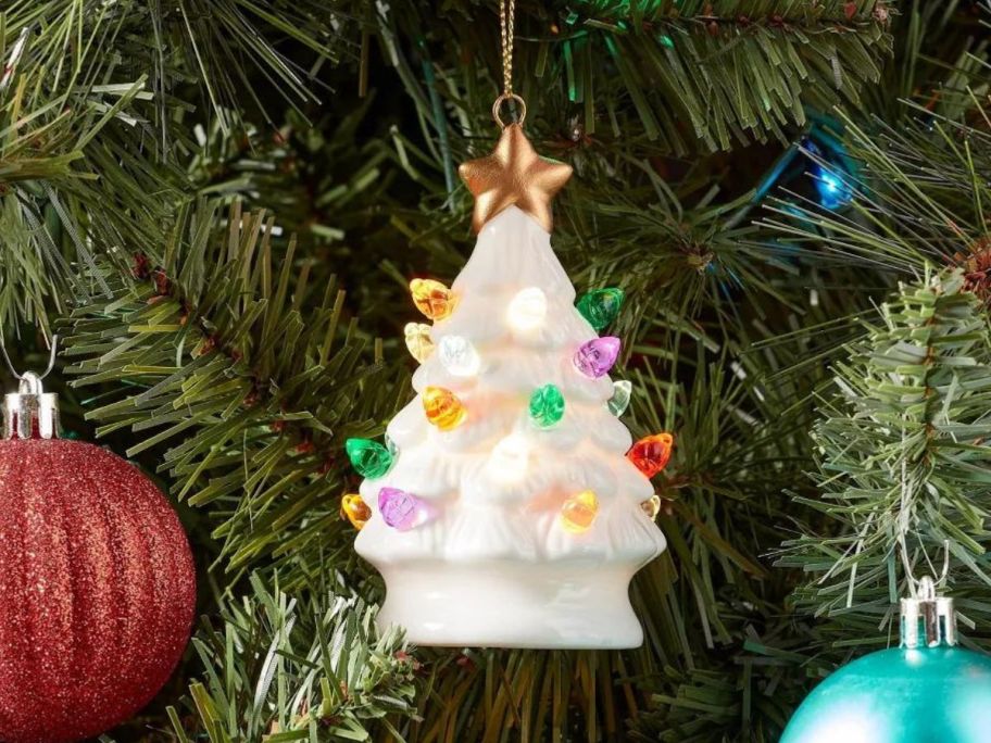 Wondershop Lit Ceramic Retro Christmas Tree Ornament