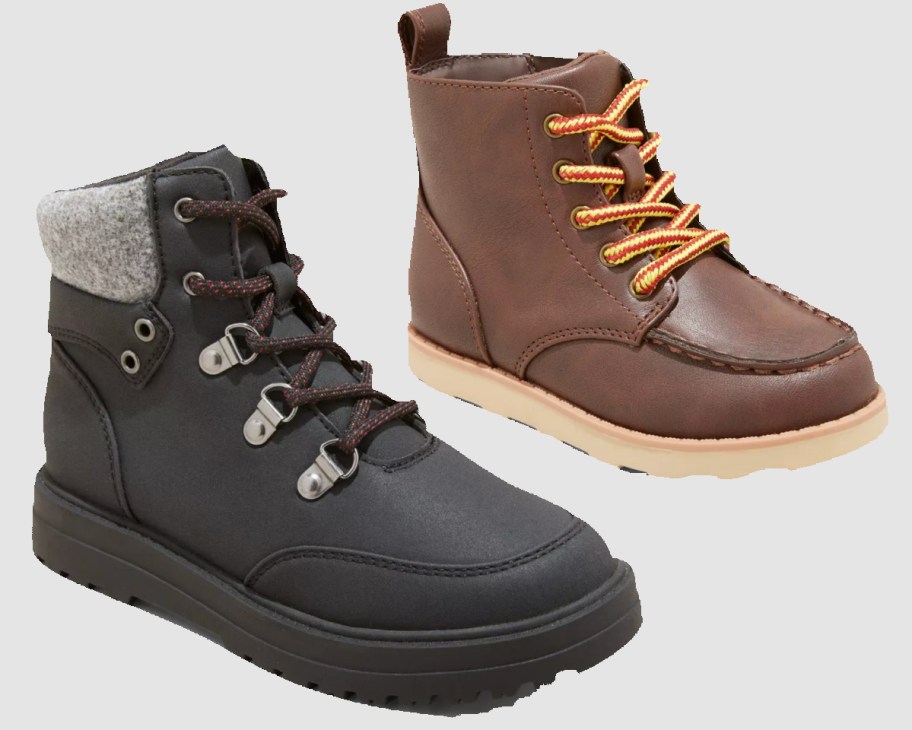 black and brown boys lace up boots