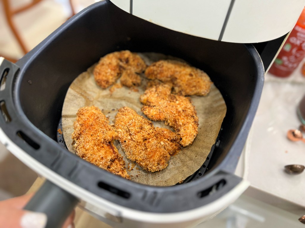 chicken tenders after cooking in the air fryer