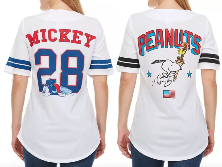 mickey and peanuts womens baseball jerseys