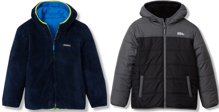 navy blue and black eddie bauer jackets