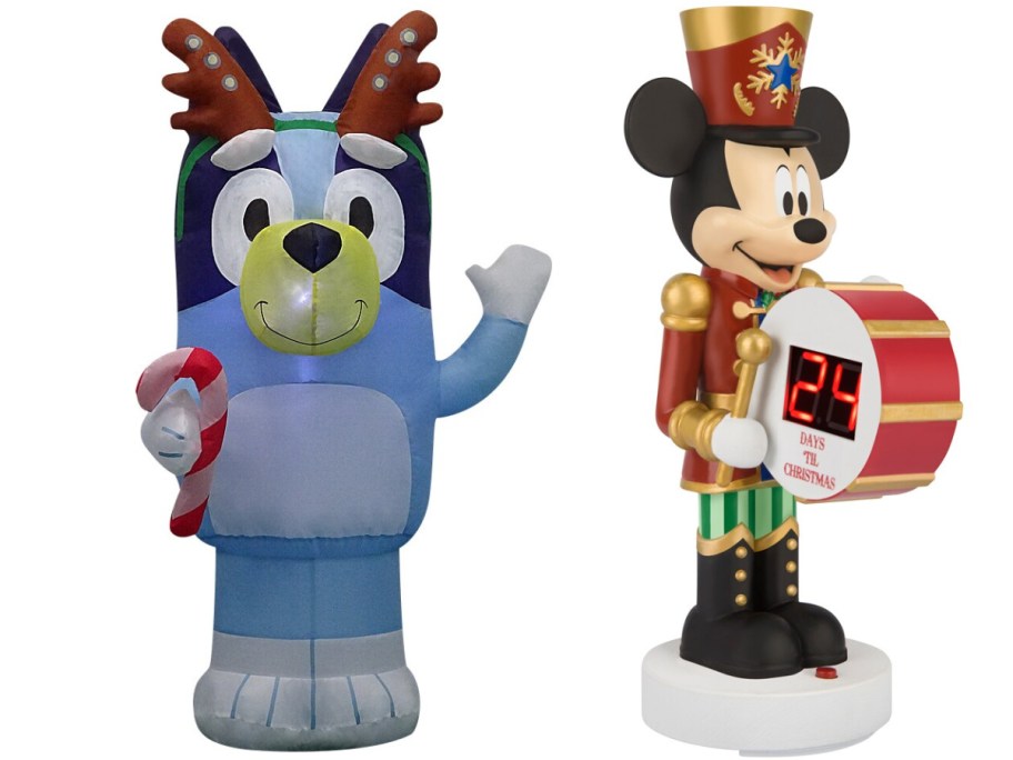 lowes bluey inflatable & mickey mouse countdown