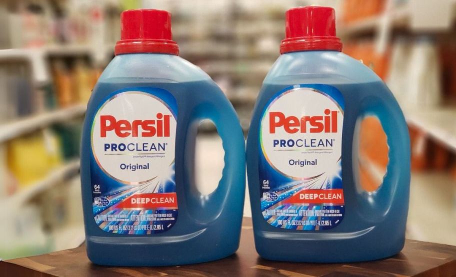 two bottles of persil pro clean on a store shelf