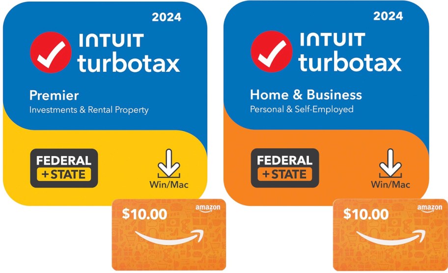 two turbo tax softwares and amazon gift cards