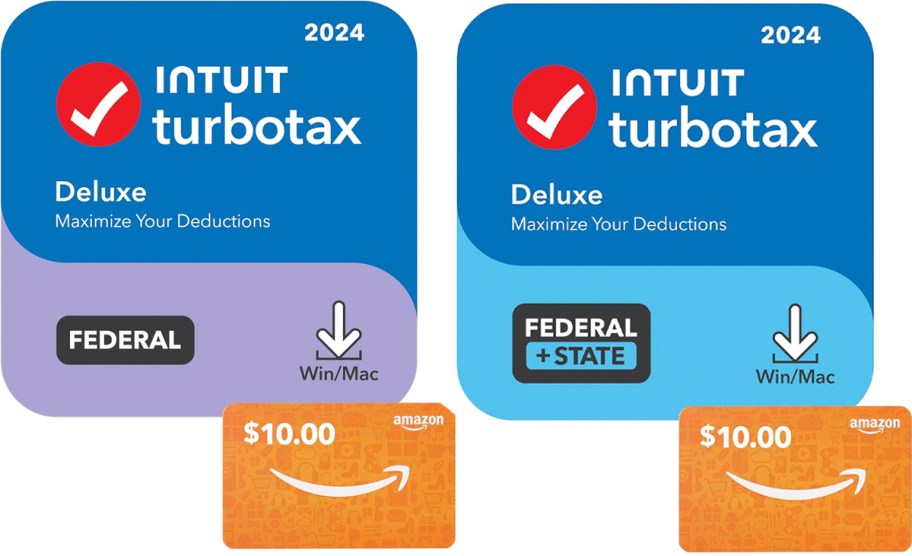 two turbo tax software images and amazon gift cards 