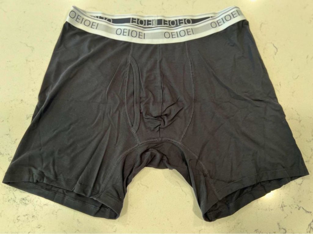 single pair of black men's bamboo boxer briefs