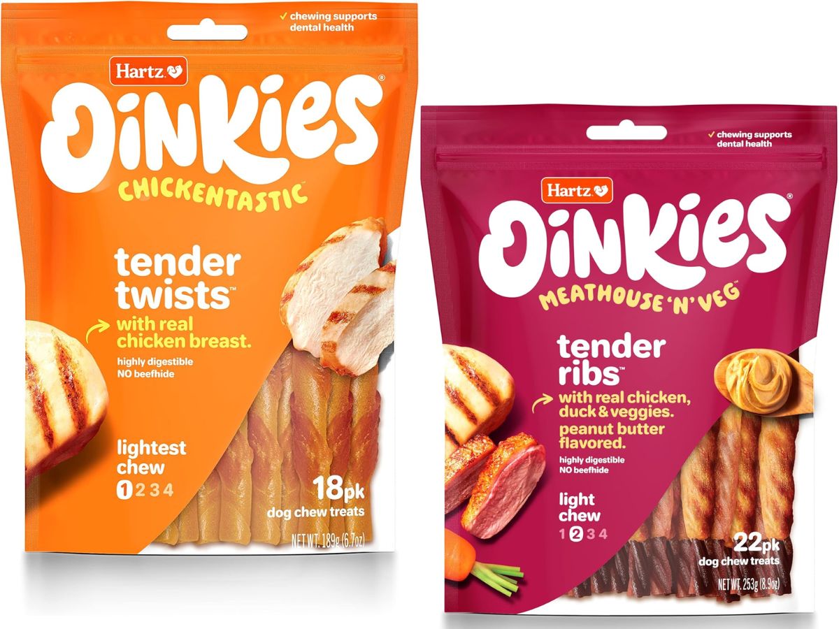 bags of Hartz Oinkies Dog Treats