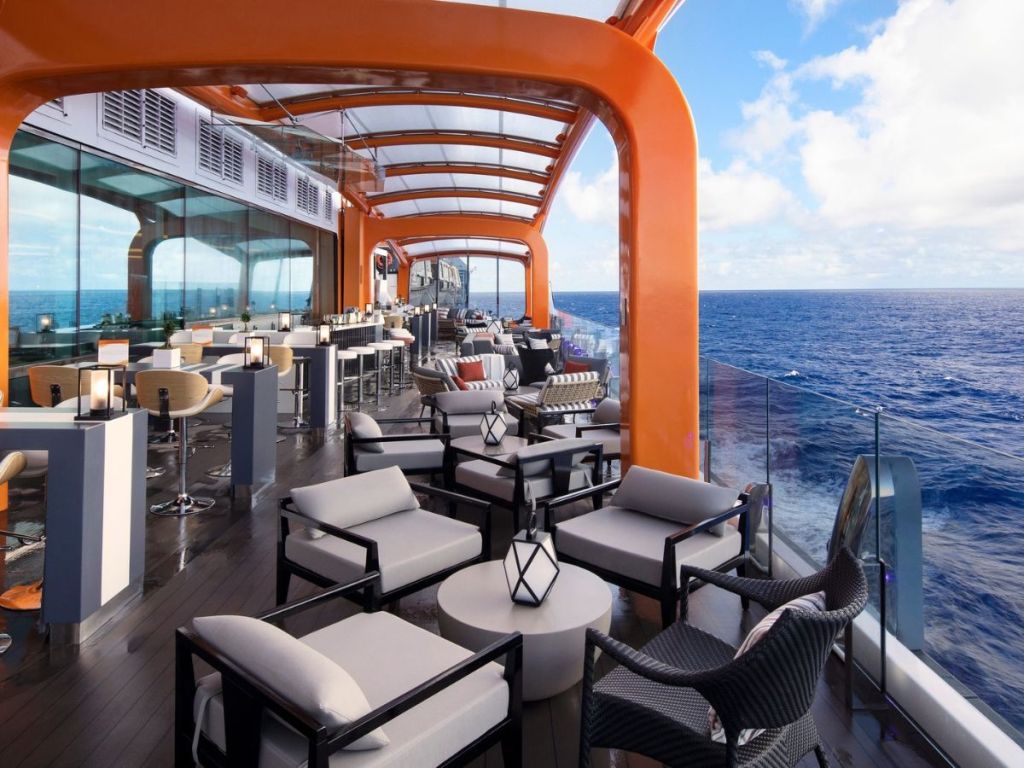 The dining deck on a Celebrity Cruise Ship